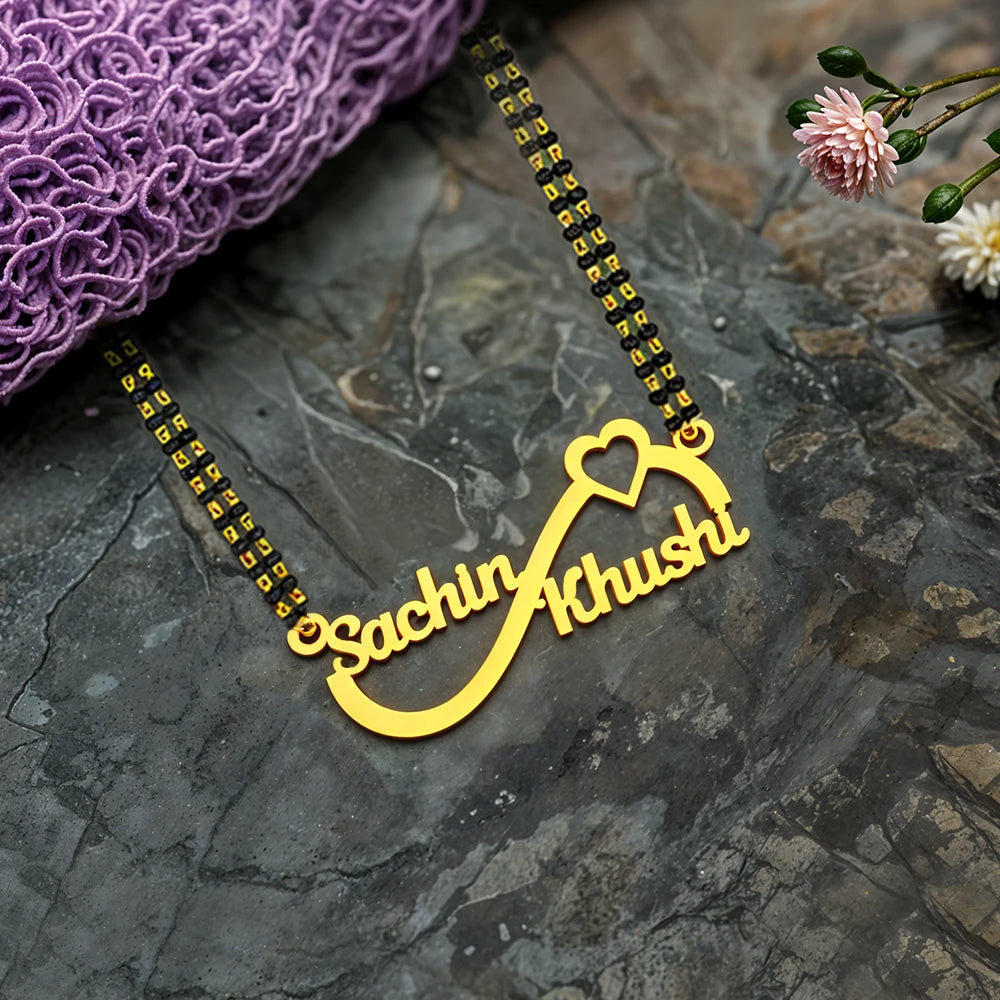 Personalized  Couple Name Necklace With Infinity love