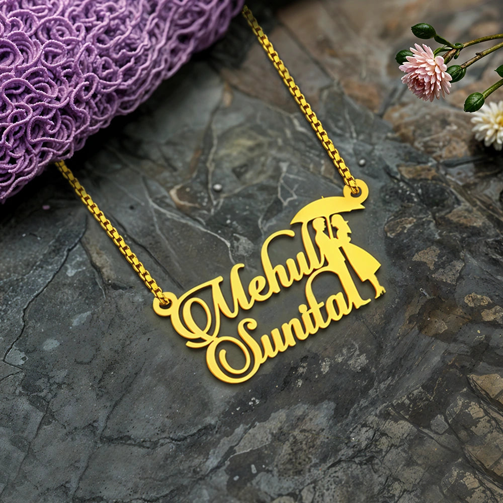 Umbrella Couple Name Necklace