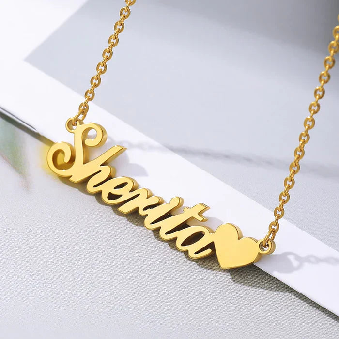 Crown & Heart Style Name Necklace